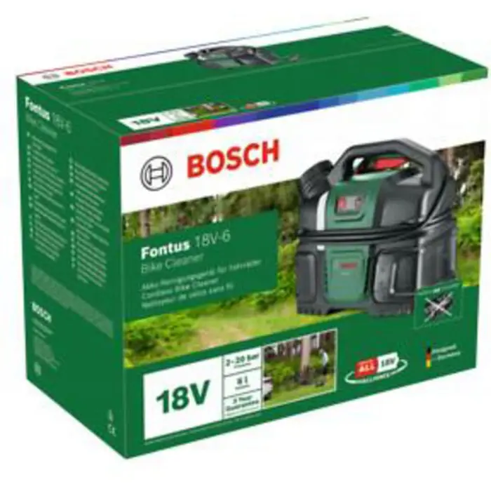 Bosch Powertools bicycle cleaning device Fontus 18V-6 Solo (green/black, without battery and charger, POWER FOR ALL ALLIANCE)