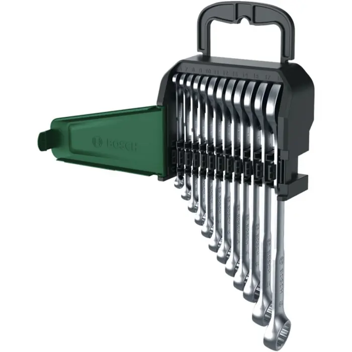 Bosch Powertools combination/open-end wrench set, 12 pieces (with organizer)