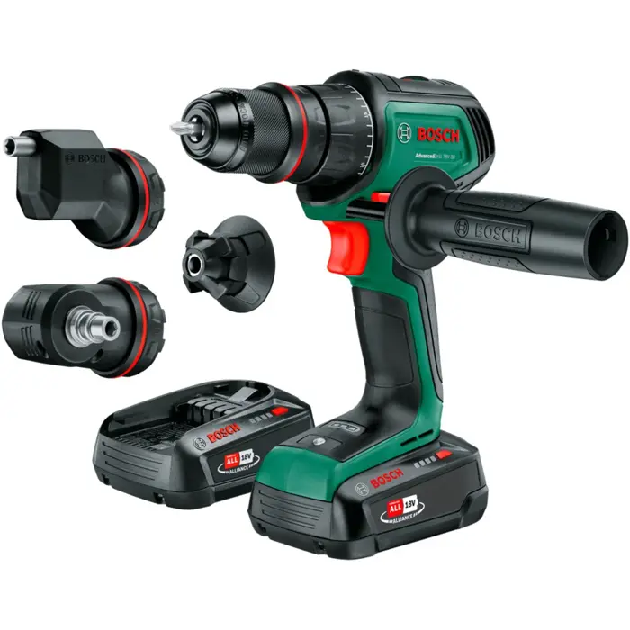 Bosch Powertools cordless drill driver AdvancedDrill 18V-80 QuickSnap + accessories (green/black, 2x Li-ion battery 2.5Ah, case, POWER FOR ALL ALLIANCE)