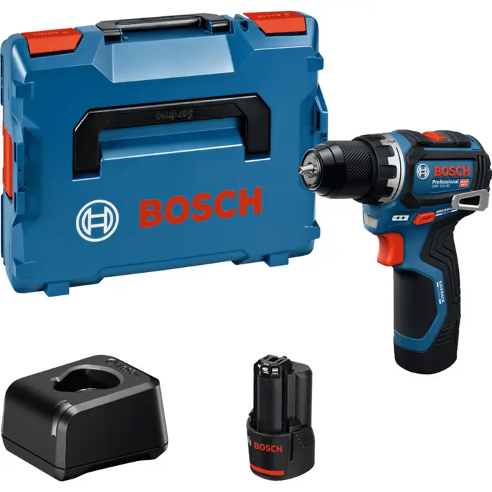 Bosch Powertools cordless drill/driver GSR 12V-32 Professional, 12Volt (blue/black, 2x Li-ion battery 2.0Ah, L-BOXX)