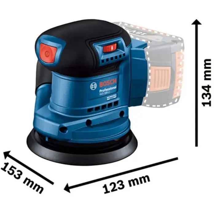 Bosch Powertools cordless eccentric sander GEX 185-LI Professional solo, 18 volts (blue/black, without battery and charger, ? 125mm)