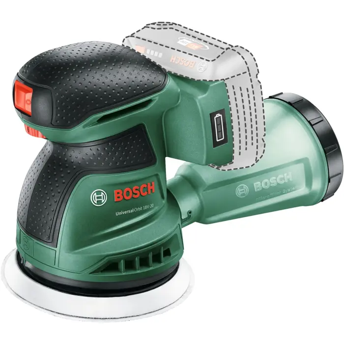 Bosch Powertools cordless eccentric sander UniversalOrbit 18V-20 solo, 18Volt (green, without battery and charger, POWER FOR ALL ALLIANCE)