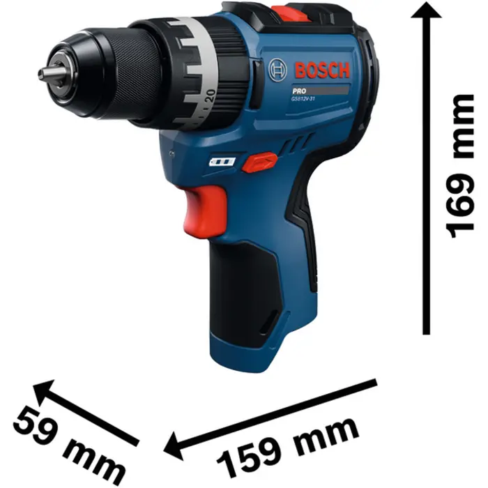 Bosch Powertools cordless hammer drill driver GSB12V-31 in L-BOXX (Retail)