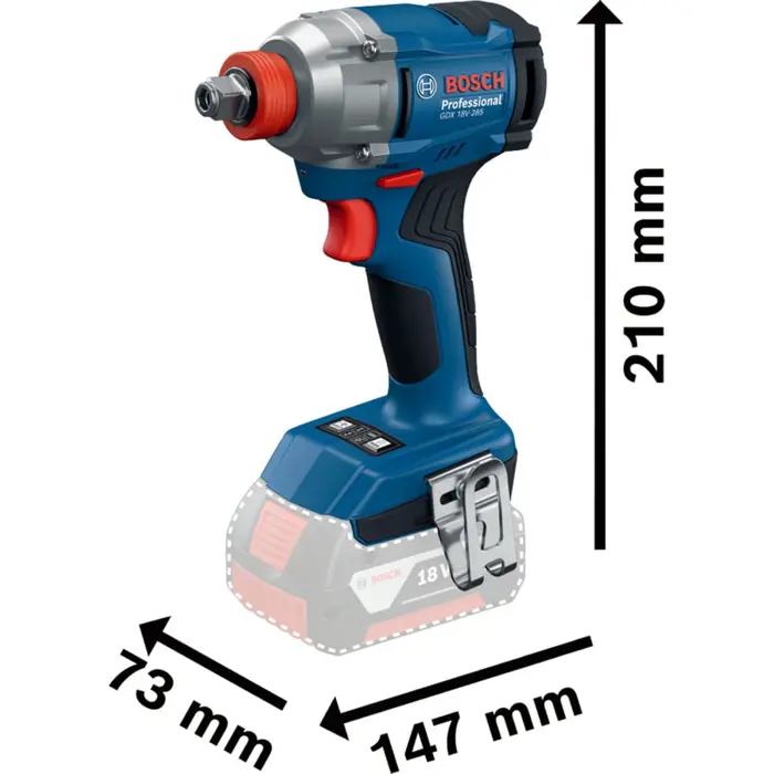 Bosch Powertools cordless impact wrench set GDX 18 Volt 285 Nm with 2 batteries 5.0 Ah and 31-piece bit set in L-BOXX (boxed)