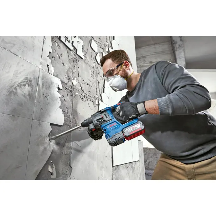 Bosch Powertools Cordless rotary hammer GBH 18V-22 Professional solo, 18Volt, with GDE 18V-12 (blue/black, without battery and charger, in L-BOXX 238)