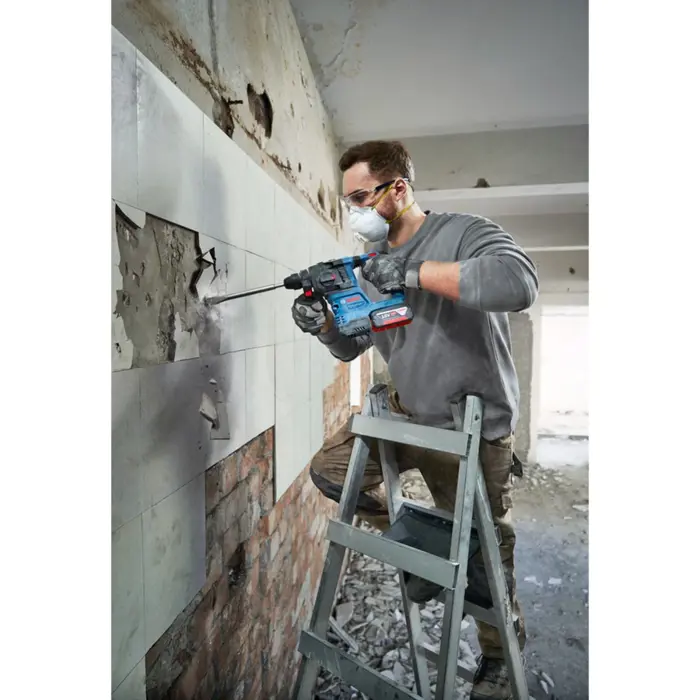 Bosch Powertools Cordless rotary hammer GBH 18V-22 Professional solo, 18Volt, with GDE 18V-12 (blue/black, without battery and charger, in L-BOXX 238)