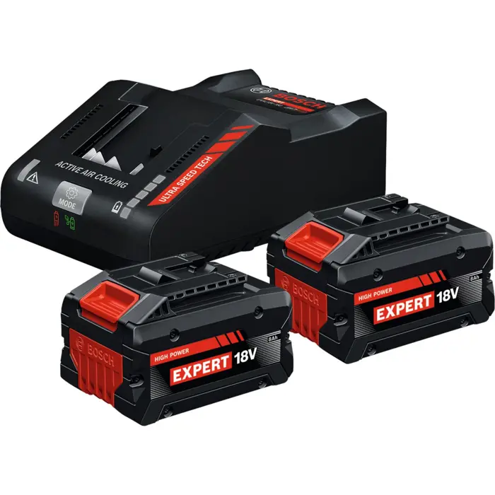 Bosch Powertools EXPERT starter set 18V, 2x EXBA 18V-80 + charger EXAL18V-160 (black, 2x Li-ion battery 8Ah, AMPShare Alliance)