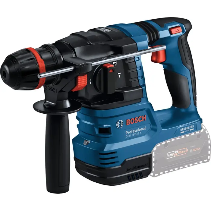 Bosch Powertools GBH 18V-22 X Professional cordless hammer drill solo, 18 volts (blue/black, ONECHUCK, without battery and charger, in L-BOXX)