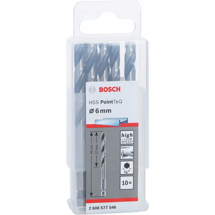 Bosch Powertools HSS twist drill PointTeQ Hex, Ø 6mm (10 pieces, working length 57mm)