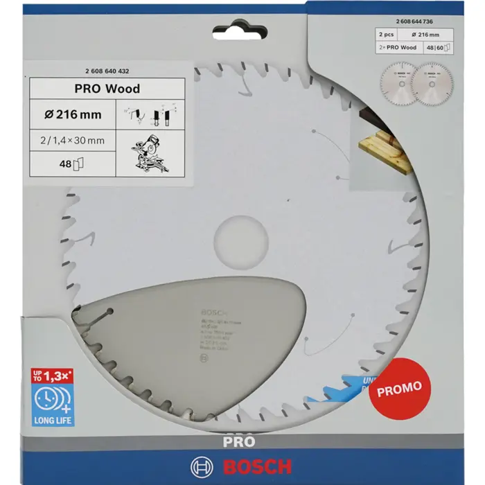 Bosch Powertools PRO Wood circular saw blade 216 mm (2 pieces, promo pack)