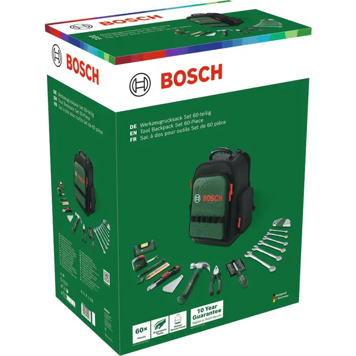 Bosch Powertools tool backpack set, 60 pieces (black/green, with tool backpack)