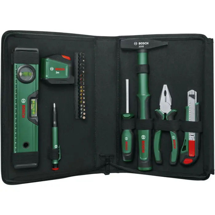 Bosch Powertools Universal Hand Tool Set, 25 Pieces (Green, with Tool Bag)