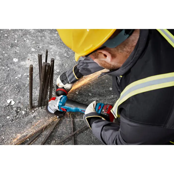 Bosch Powertools X-LOCK Akku-Winkelschleifer GWX 18V-11 S Professional solo, 18Volt (blau/schwarz, ohne Akku und Ladegerät, Ř 125mm, in L-BOXX)