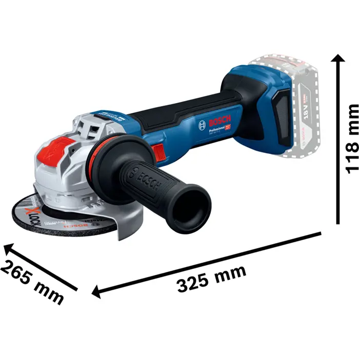 Bosch Powertools X-LOCK Akku-Winkelschleifer GWX 18V-11 S Professional solo, 18Volt (blau/schwarz, ohne Akku und Ladegerät, Ř 125mm, in L-BOXX)