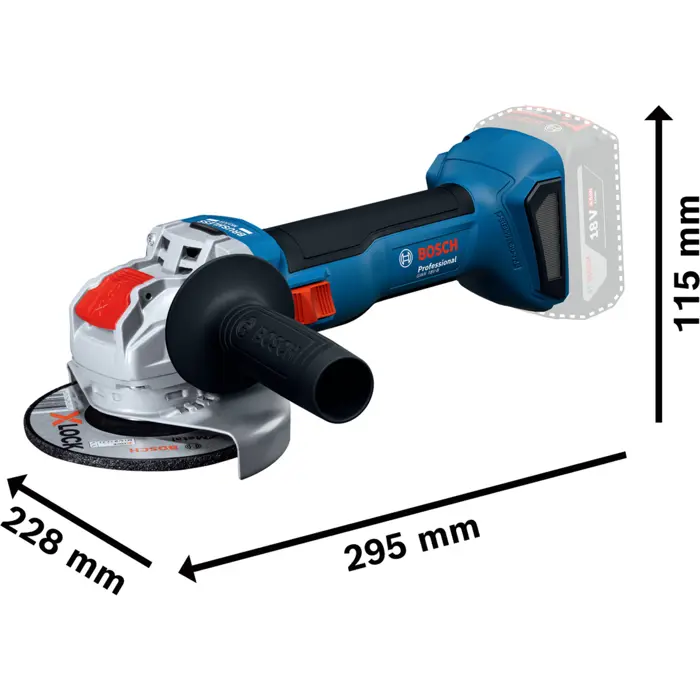 Bosch Powertools X-LOCK Akku-Winkelschleifer GWX 18V-8 Professional solo, 18Volt (blau/schwarz, ohne Akku und Ladegerät, Ř 125mm)