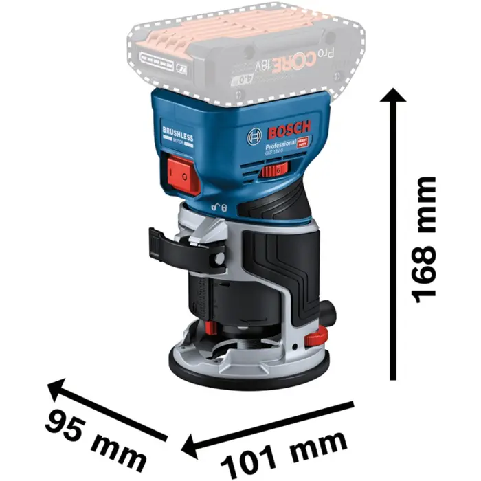 Bosch Professional cordless edge router GKF 18V-8 Professional solo + plunge unit, router blue/black, without battery and charger, in L-BOXX