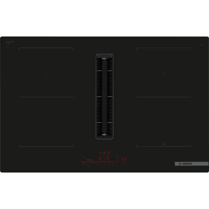 Bosch PVQ811H26E Series 6, self-sufficient hob (black, 80 cm, with integrated extractor hood, Home Connect)