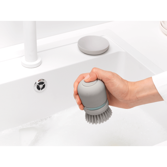 Brabantia dish brush with soap dispenser, gray