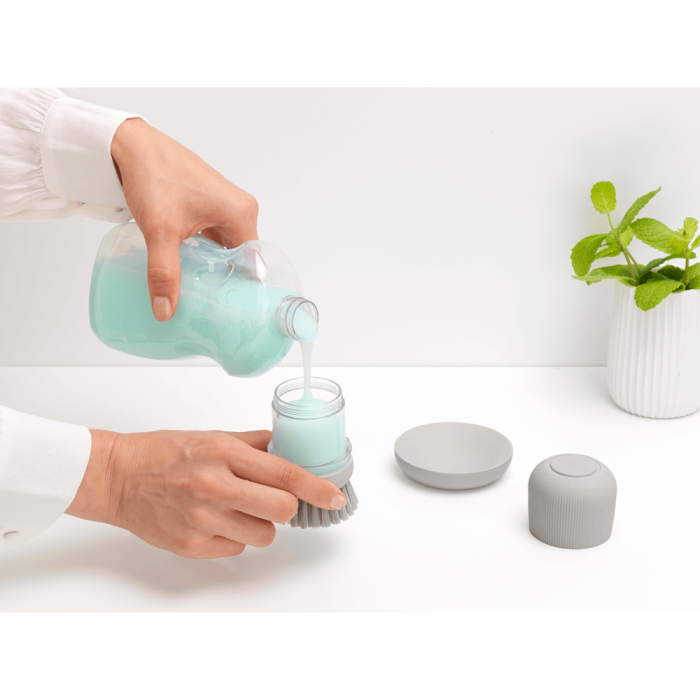 Brabantia dish brush with soap dispenser, gray
