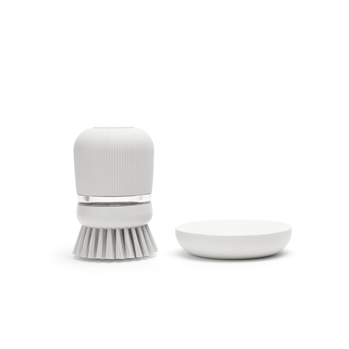 Brabantia dish brush with soap dispenser, light gray