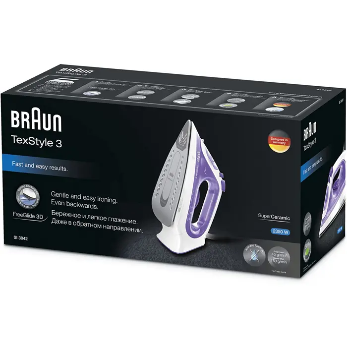 Braun TexStyle 3 SI 3042 VI, steam iron (white/violet)