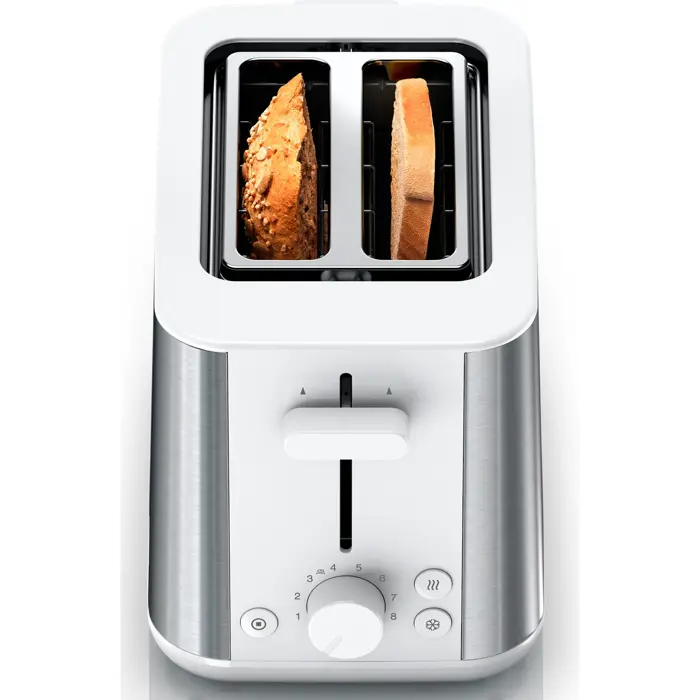 Braun Toaster PurShine HT 1510 WH (stainless steel/white, 900 watts, for 2 slices of toast)