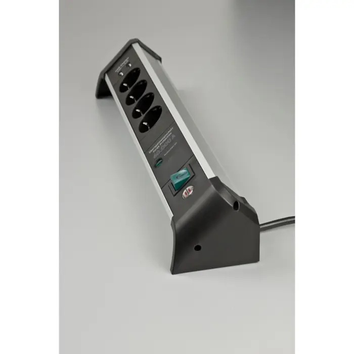 Brennenstuhl Alu-Office-Line 4-way power strip for the desk, black/aluminum, 1.8 meter cable, 60,000A surge protection, 2x USB-A