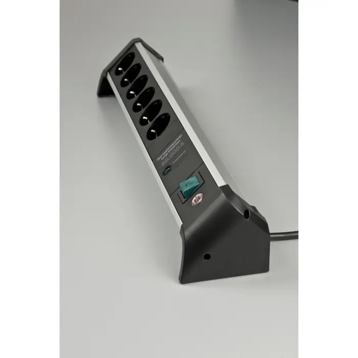Brennenstuhl Alu-Office-Line 6-way power strip for the desk, black/aluminum, 3-meter cable, 60,000A surge protection