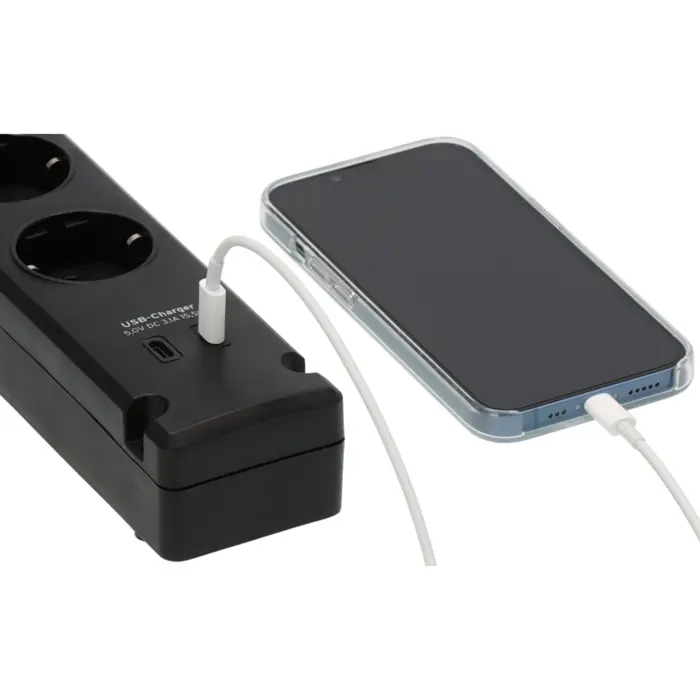 Brennenstuhl Bremounta 5-way power strip, 2x USB-C black, 3 meter cable, 2x USB, with safety switch
