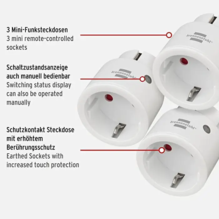 Brennenstuhl Comfort-Line radio set Mini 3+1, switchable socket (white)