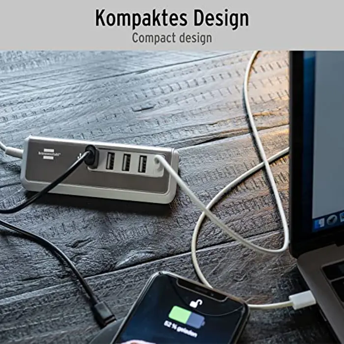 Brennenstuhl Estilo USB multi-charger (white/stainless steel, 5x USB, PD 20 Watt)