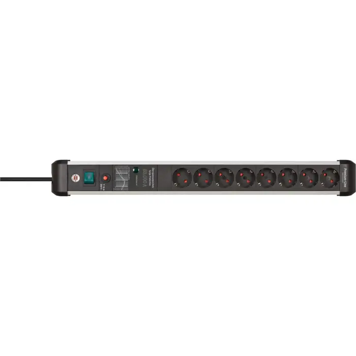Brennenstuhl Premium-Protect-Line 8-way power strip (black/aluminium, 3 metres, 60,000A surge protection)