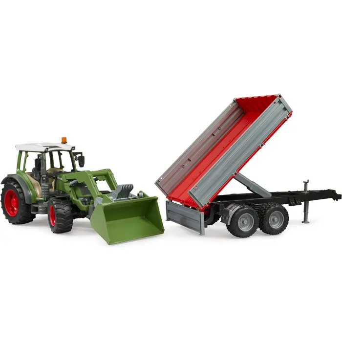 brother Fendt Vario 211 with front loader and side trailer, model vehicle