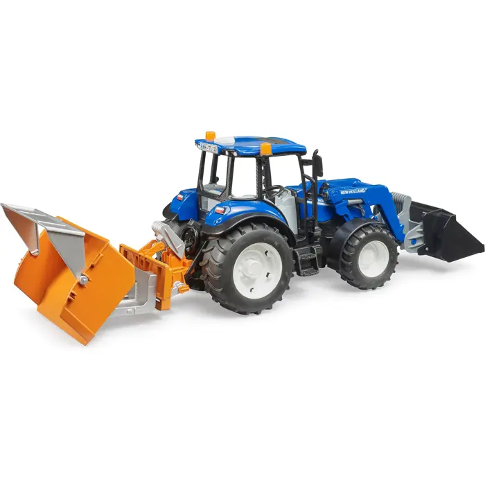 bruder BRUDER New Holland T5.120 with front loader, loading box, forks and round bales, model vehicle