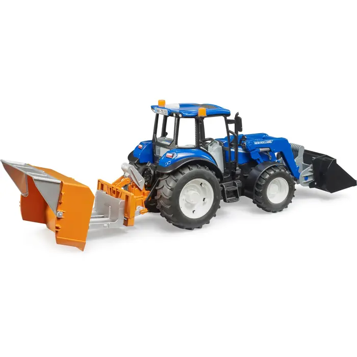 bruder BRUDER New Holland T5.120 with front loader, loading box, forks and round bales, model vehicle