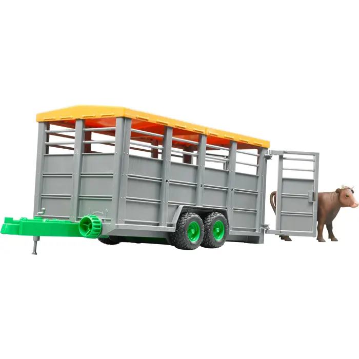 bruder cattle transport trailer with cow