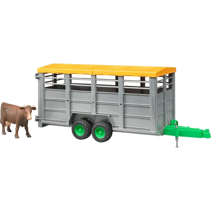bruder cattle transport trailer with cow