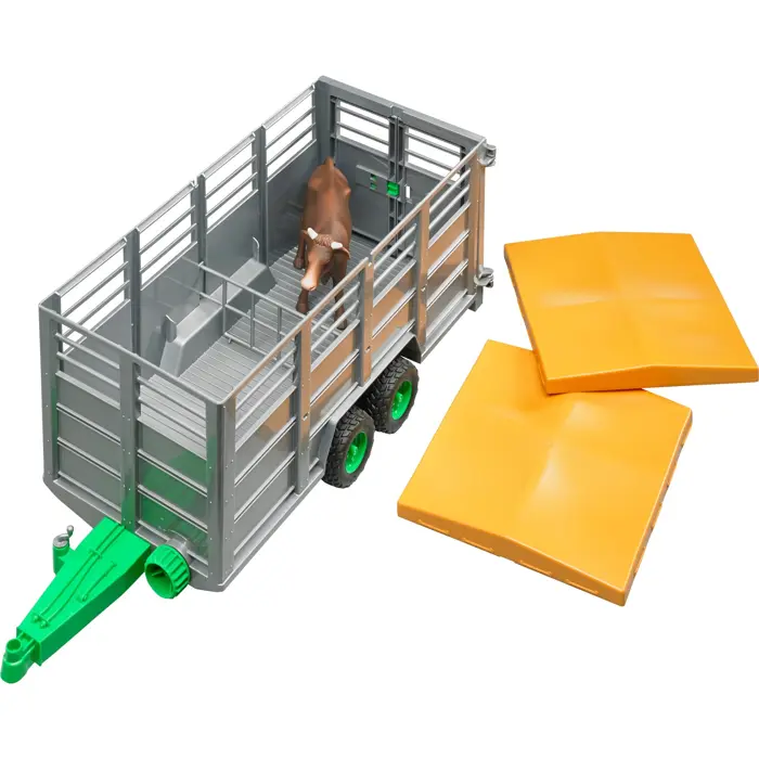 bruder cattle transport trailer with cow