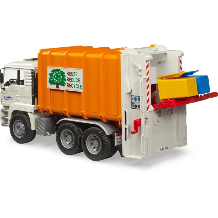 BRUDER MAN TGA garbage truck rear loader, model vehicle