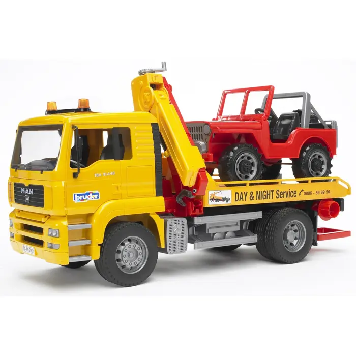 bruder MAN TGA tow truck with all-terrain vehicle