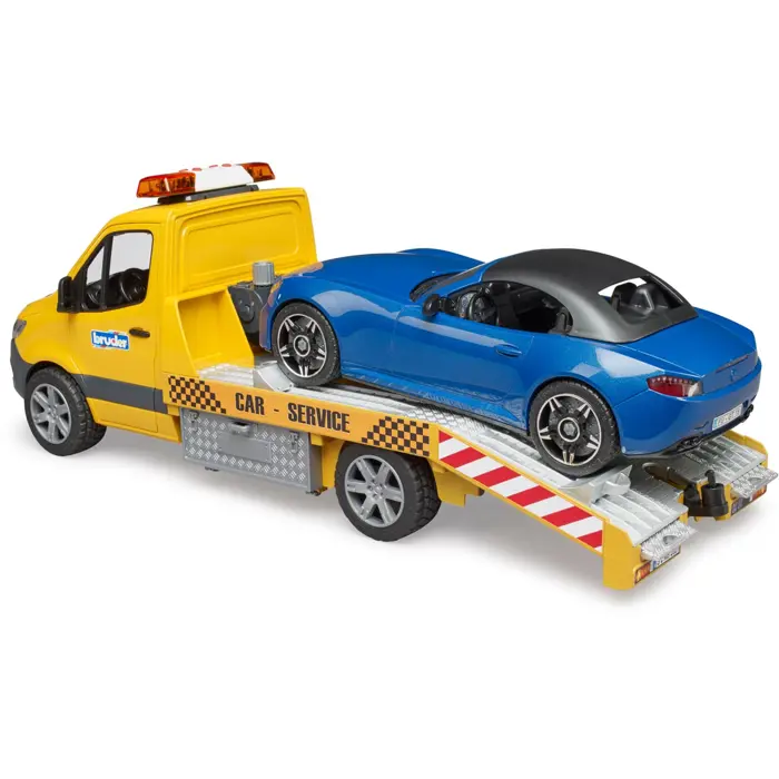 Bruder MB Sprinter car transporter with light & sound module, model vehicle (orange/blue, incl. Roadster)