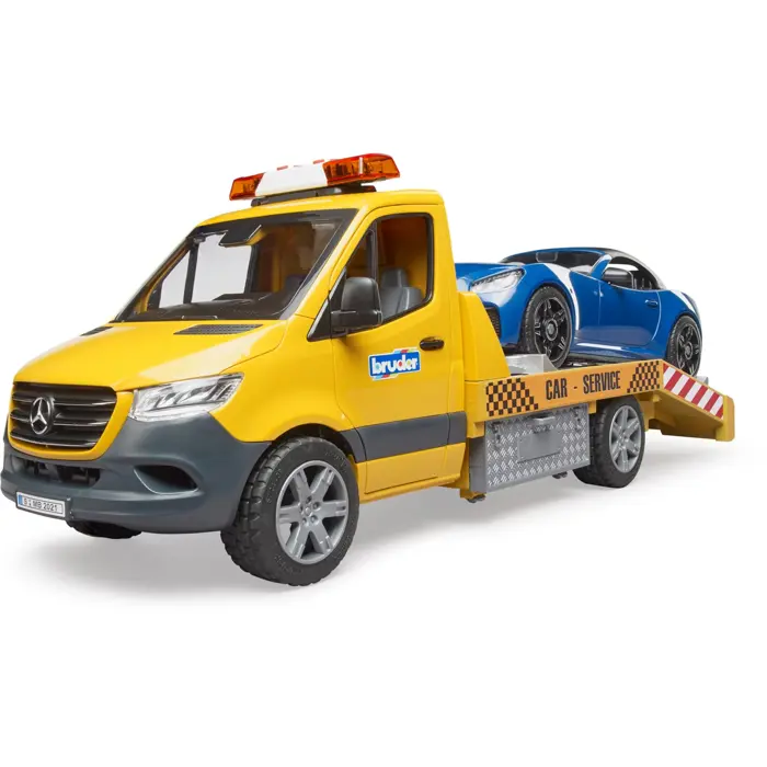 Bruder MB Sprinter car transporter with light & sound module, model vehicle (orange/blue, incl. Roadster)