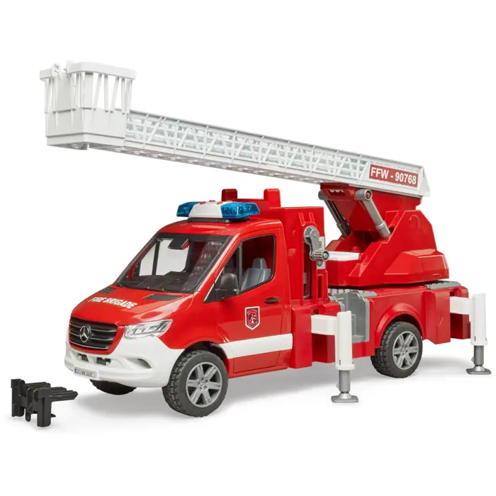 bruder MB Sprinter fire brigade with light & sound module, model vehicle (red/white, turntable ladder, pump)