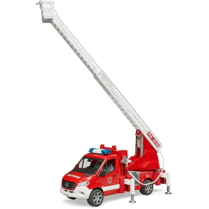 bruder MB Sprinter fire brigade with light & sound module, model vehicle (red/white, turntable ladder, pump)