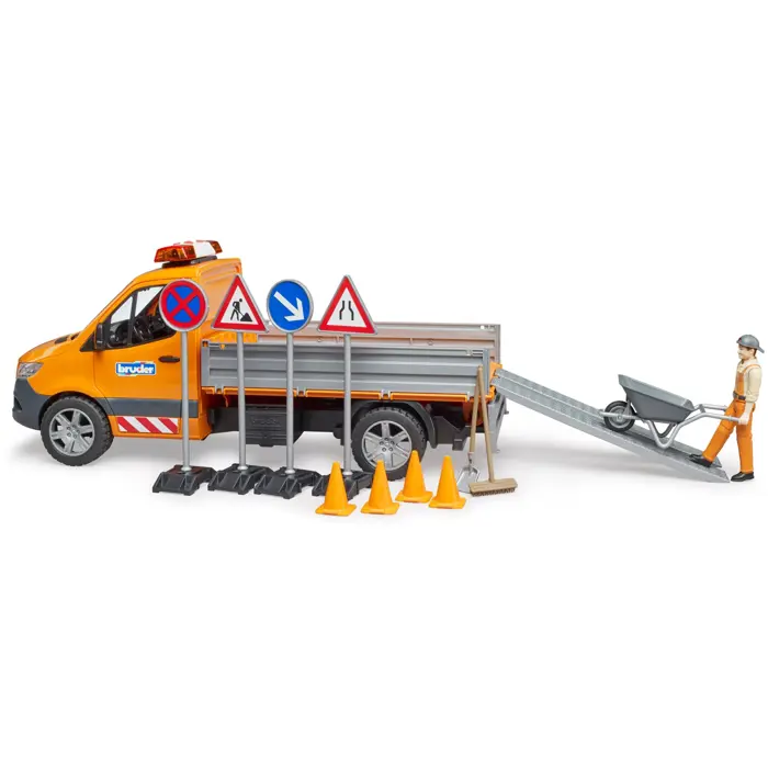 Bruder MB Sprinter municipal with light & sound module, model vehicle (orange, including driver and accessories)