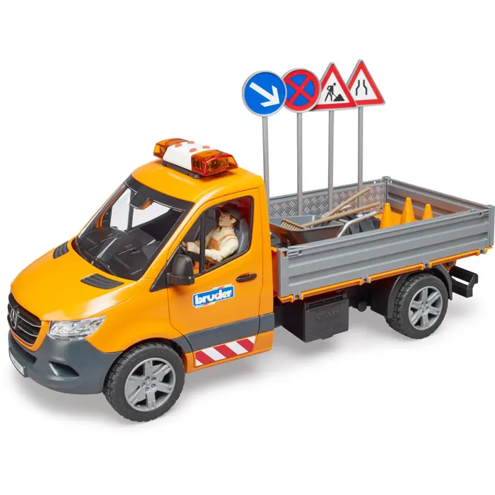 Bruder MB Sprinter municipal with light & sound module, model vehicle (orange, including driver and accessories)