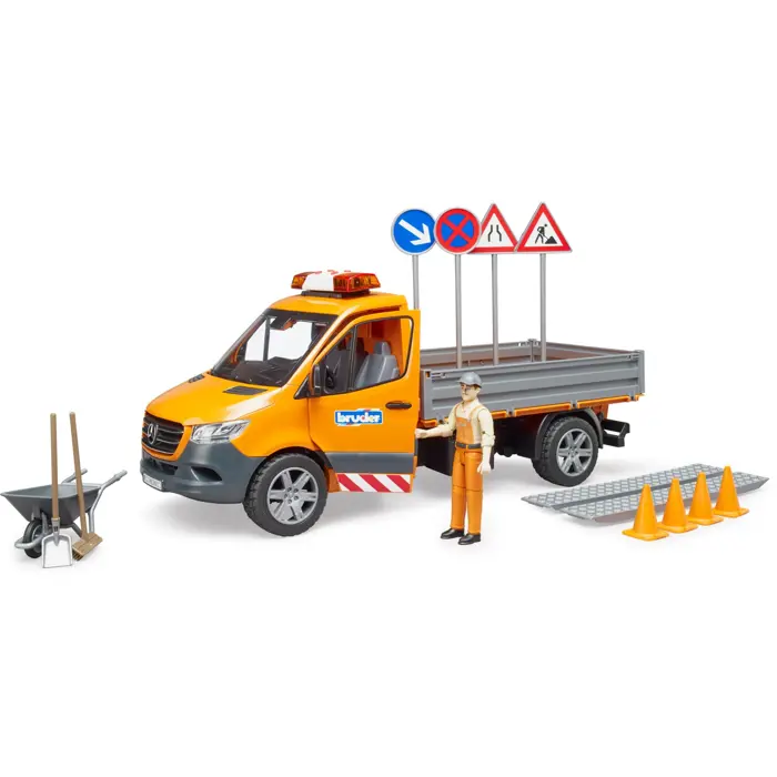 Bruder MB Sprinter municipal with light & sound module, model vehicle (orange, including driver and accessories)