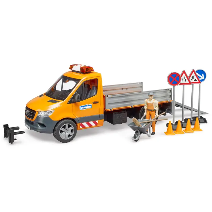 Bruder MB Sprinter municipal with light & sound module, model vehicle (orange, including driver and accessories)