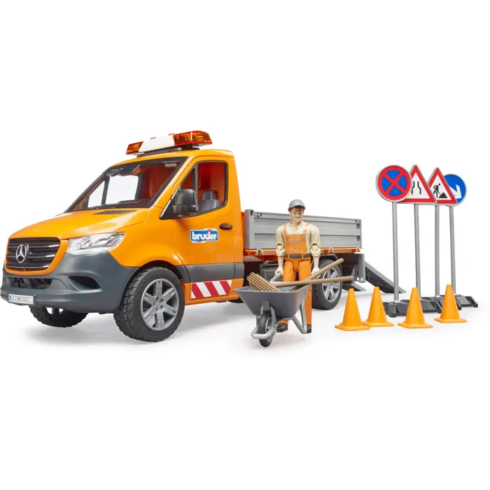 Bruder MB Sprinter municipal with light & sound module, model vehicle (orange, including driver and accessories)