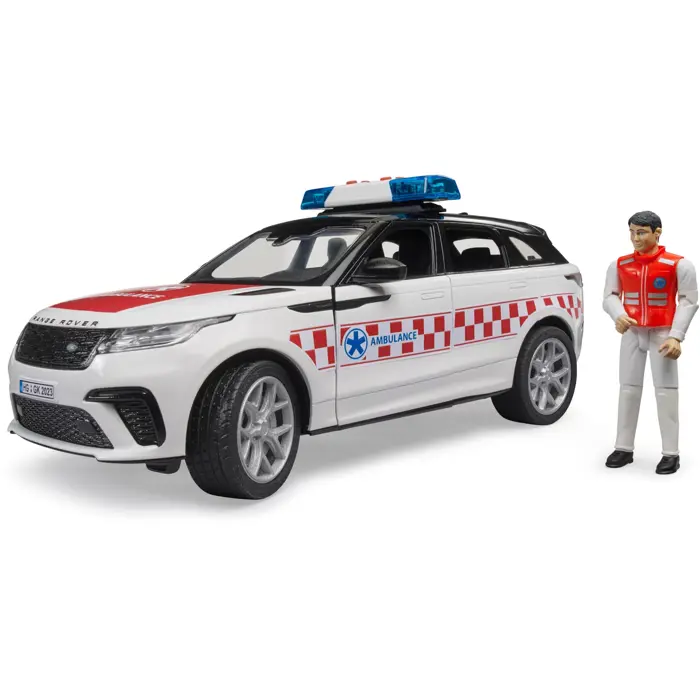 BRUDER Range Rover Velar emergency medical vehicle with driver, model vehicle (including light + sound module)
